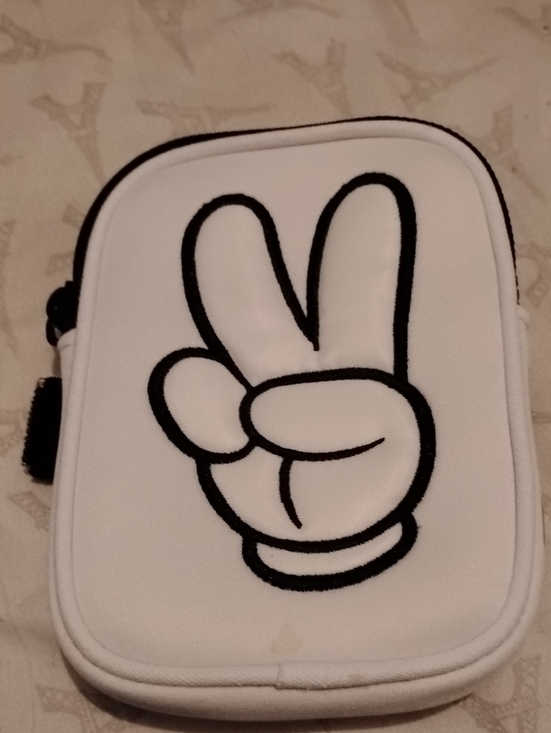 Disney Handbags - Disney Mickey Hand Peace Sign Black White Zipper Arm Band Pouch